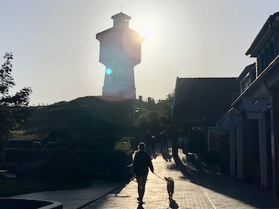 Watertower on Langeoog in the setting sun